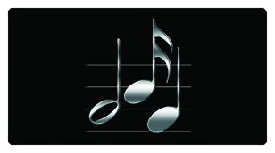 DSC700 382 SL BK Silver Music Notes Black Background